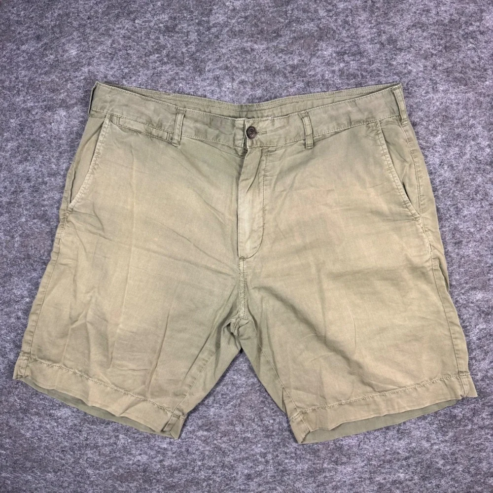 Faherty Reserve Chino Shorts Mens 34 Olive Green Flat Front Lightweight